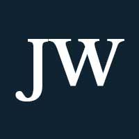 White capital J and W on a navy background.
