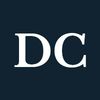 White letters "DC" on a navy background.