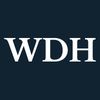 White letters "WDH" on a navy background.