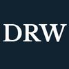 White letters "DRW" on a navy background.