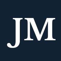White initials JM on a dark background.