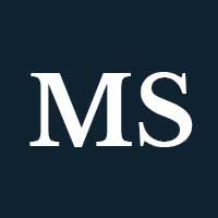 White capital M and S letters on a navy background.