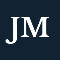 White initials JM on a dark background.