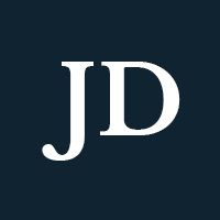 The initials JD against a black background.