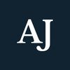 White letters "AJ" on a navy background.