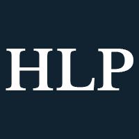 White letters "HLP" on a navy background.