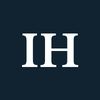 White letters "IH" on a navy background.