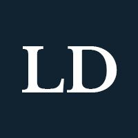 White letters "LD" on a navy background.