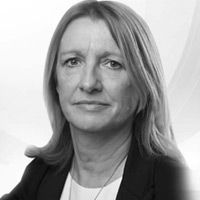 A greyscale headshot of Joanne Taylor