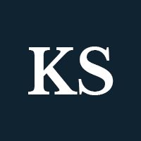 The initials K and S against a black background.