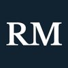 White letters "RM" on a navy background.