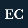 White capital E and C letters on a navy background.