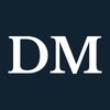 White letters "DM" on a navy background.